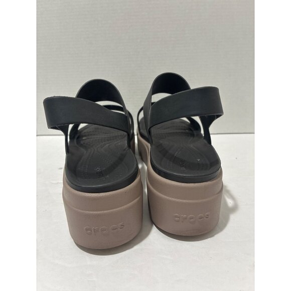 Crocs Womens Brooklyn Wedge Sandals Size 8 Black Slingback Platform Comfort - Picture 3 of 8